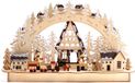 BRUBAKER 3D LED-lichtboog, winterlandschap met houtarbeiders, natuurlijk hout, 43,5 x 26,8 x 10,1 cm