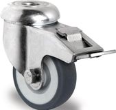 Promat/Tecwerk Roue pivotante avec frein total | Ø roue 50 mm | capacité de charge 50 kg | avec trou arrière 11 mm palier lisse | caoutchouc gris - 3000276061