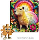 WoodenCity Houten Puzzel Tropische Tuin Capibara 20 Stukjes voor Kinderen