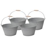 Mega Collections Emmer/plantenpot/bloempot - 1x - zink - grijs - D23 x H12 cm