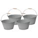 Mega Collections Emmer/plantenpot/bloempot - 1x - zink - grijs - D23 x H12 cm