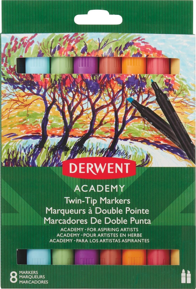 Academy Marker Twin Tip Academy Chisel - 8 Markers - Diverse Kleuren