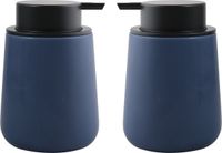 MSV Malmo Soap Dispenser - 2x - Ceramic - Dark Blue/Black - 8.5 x 12 cm - 300 ml