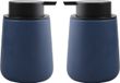 MSV Malmo Soap Dispenser - 2x - Ceramic - Dark Blue/Black - 8.5 x 12 cm - 300 ml