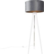 QAZQA tripod_classic - Moderne Tripod | driepoot vloerlamp | Staande Lamp - 1 lichts - H 136 cm - Grijs - Woonkamer | Slaapkamer