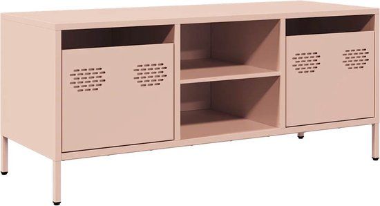 vidaXL Tv-meubel 101,5x39x43,5 cm koudgewalst staal roze