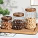 Omgoods - Set van 3 Luchtdichte Glazen Weckpotten met Houten Deksel