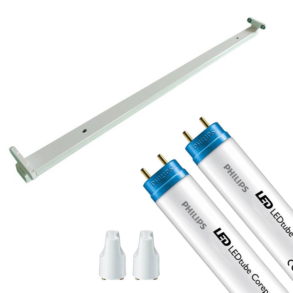 BES LED LED TL Armatuur met T8 Buis - Aigi Dybolo - 120cm Dubbel - Philips CorePro LEDtube EM 840 - 29W - Natuurlijk Wit 4000K | Vervangt 72W - Wit