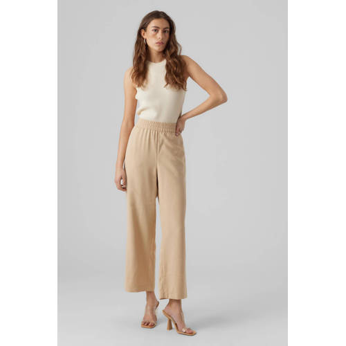 VERO MODA VERO MODA high waist wide leg broek VMCARMEN crème