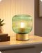 EDISHINE Lampe de table LED, abat-jour en verre vert et base en métal doré, incluant une ampoule LED E27, lumière blanc chaud 2700K. Lampe de chevet moderne pour salon