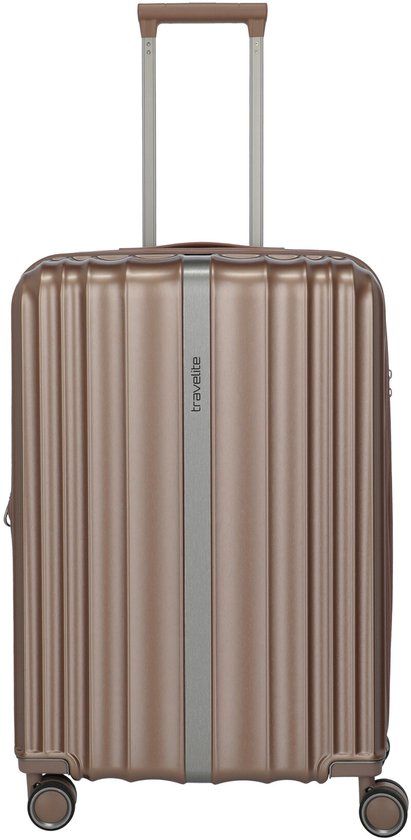 Travelite Paros 4W Trolley Cappuccino Oud roze 65cm