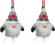 Decoris Kaemingk B.V. 4x stuks kersthangers figuurtjes kerst gnome/kabouter/dwerg grijs 12 cm kerstboomversiering