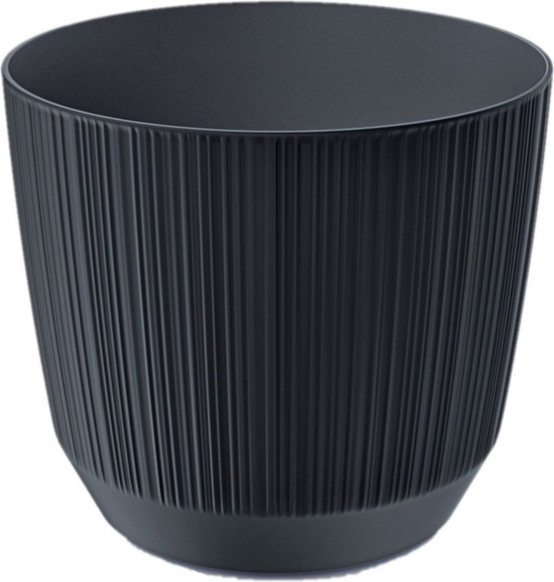 Prosperplast Moderne carf-stripe plantenpot/bloempot kunststof dia 15 cm antraciet grijs