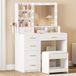Wan GmbH Table coiffeuse avec éclairage - Table de maquillage - Embellir - Avec prise et support de sèche-cheveux - 90 cm de large - Blanc