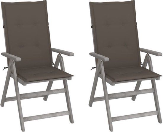 vidaXL Tuinstoelen 2 stuks verstelbaar met kussens massief acaciahout