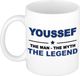 Bellatio Decorations Naam cadeau Youssef - The man, The myth the legend koffie mok / beker 300 ml - Donkerblauw Keramiek