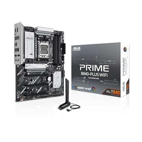ASUS PRIME B840-Plus WiFi, AMD ATX moederbord, DDR5 slot, PCIe 4.0 Ready, 3 M.2 slots, WiFi 6E, Ethernet Realtek 2,5 GB, DisplayPort, HDMI, USB-C en USB-A 20 Gbit/s, BIOS Flashback en Aura Sync