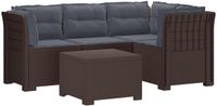 vidaXL - Tuinbank - 1-zitter - Met kussens - Rotan look - PP - Bruin