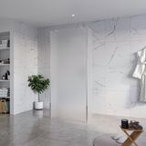 Fortifura Galeria Vrijstaande Inloopdouche - 90x200cm - glas mat - antikalk - 8mm veiligheidsglas - 2 zijwanden 30cm - wandsteunen en hoekprofielen - chroom