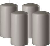 Enlightening Candles Cilinderkaars/stompkaars - 4x - zand/grijs - D6 x H10 cm - 36 branduren