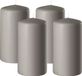Enlightening Candles Cilinderkaars/stompkaars - 4x - zand/grijs - D6 x H10 cm - 36 branduren
