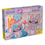 Lisciani - Disney Stitch - Maxi Puzzle pour Enfants des 6 ans - 108 Pieces Double Face avec dos a Colorier - Format 50 x 35 cm - Activite Creative Disney Stitch et Coordination Oeil Main Enfant