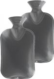 Fashy Gmbh Warmwaterkruik - 2x stuks - grijs - 2 liter - kunststof