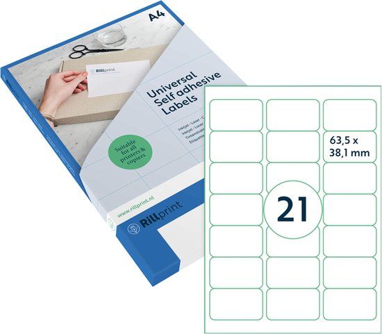 Rillprint transparante etiketten 63.5x38.1mm - 525 stuks