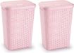 Plasticforte Panier à linge avec couvercle - 2 pièces - 60 litres - rose clair