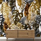 Papier peint panoramique feuilles tropicales 195 cm x 195 cm