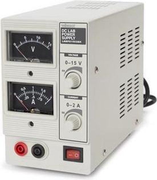 Velleman Laboratoriumvoeding - 0-15 VDC / 0-2 A - Regelbaar - Analoog - Grijs
