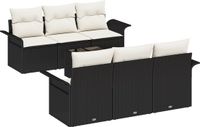 vidaXL Tuinbank Set Zwart Poly Rattan 7-delig