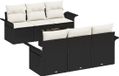 vidaXL Tuinbank Set Zwart Poly Rattan 7-delig