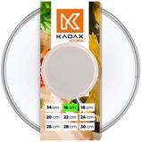 KADAX Glazen deksel met siliconen handvat, hittebestendig, Ø 16 cm, beige
