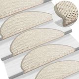 vidaXL Trapmatten zelfklevend 15 st sisal-look 65x21x4 cm platinakleur
