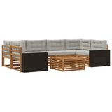 vidaXL - Buiten - bank - set - 7 - st - Naturel - en - lichtgrijs - Polyester