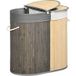 Homcom Panier à linge en bambou 100L, 2 compartiments avec couvercle et sac amovible, 62,5x37x60,5 cm, gris