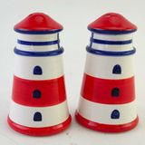 Merkloos / Sans marque Creation Gross Peper en zout stel - vuurtorens - keramiek - cadeau setje - rood/wit
