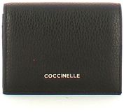 COCCINELLE MINI PORTEFEUILLE METALLIC SOFT LEDER ZWART