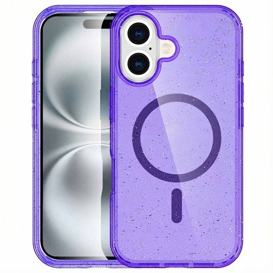 imoshion Sparkle Backcover met MagSafe voor de Apple iPhone 16 - Glitter Paars