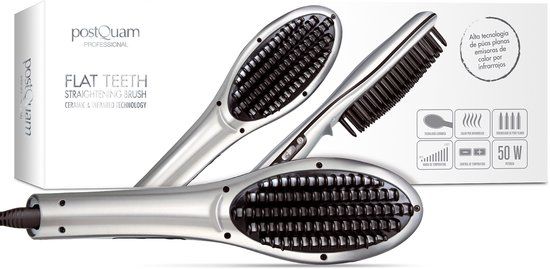Postquam 50W Flat Teeth Straightening Brush Silver Ceramic