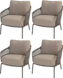 AVH-Collectie Amalfi Pasadena low dining tuinset 5-delig zand