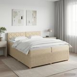 vidaXL Boxspringbed met matras, crème kleur, 200 x 200 cm, gestoffeerd