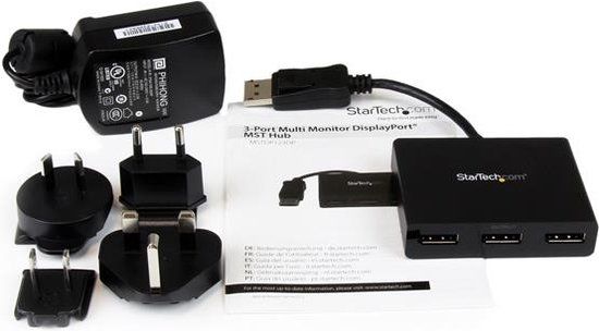 StarTech.com DisplayPort naar Displayport Multi Monitor Splitter - 3 Poorts MST Hub - Zwart