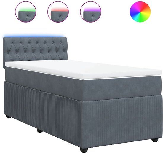 vidaXL Boxspring met matras fluweel donkergrijs 90x190 cm