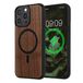 kwmobile Hoesje voor Apple iPhone 15 Pro Max Smartphonehoesje – Cover van hout en TPU – Compatibel met MagSafe – Case in donkerbruin/zwart hout