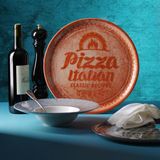 HENDI Pizzabord – Geglazuurd Porselein – Baksteenrood – Ø330 mm – Vaatwasmachinebestendig
