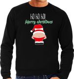 Bellatio Decorations foute kersttrui/sweater heren - Kerstman - zwart - Merry Christmas M