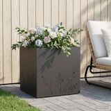 VidaXL Plantenbak zwart 50 x 50 x 49 cm koudgewalst staal