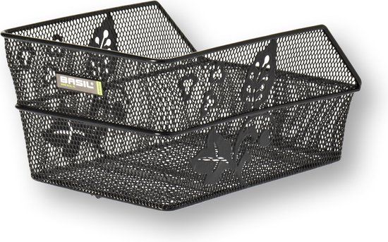 Basil Cento Flower S Rear Bicycle Basket - Black - Small